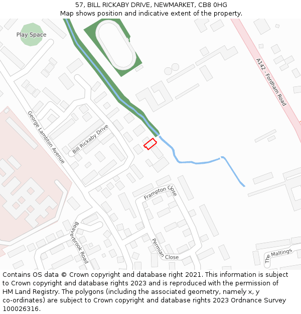 57, BILL RICKABY DRIVE, NEWMARKET, CB8 0HG: Location map and indicative extent of plot