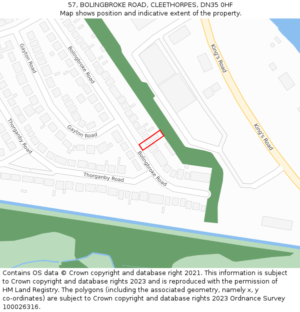 57, BOLINGBROKE ROAD, CLEETHORPES, DN35 0HF: Location map and indicative extent of plot