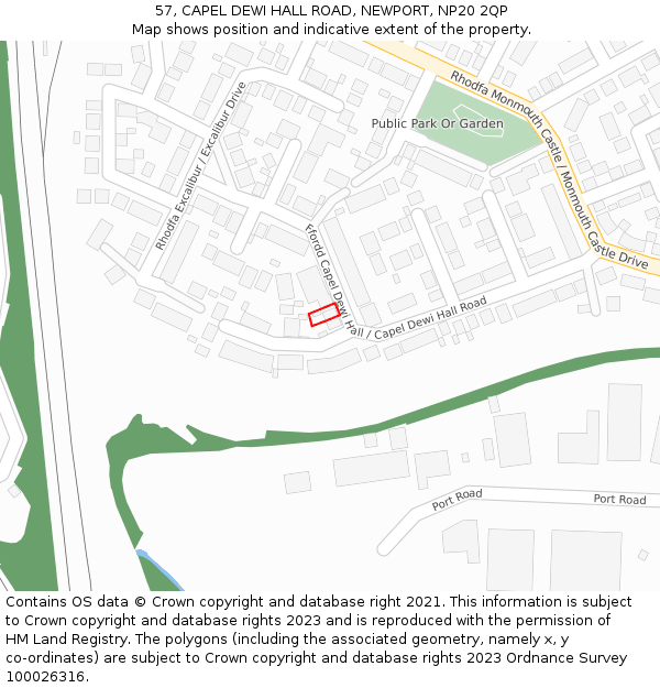 57, CAPEL DEWI HALL ROAD, NEWPORT, NP20 2QP: Location map and indicative extent of plot