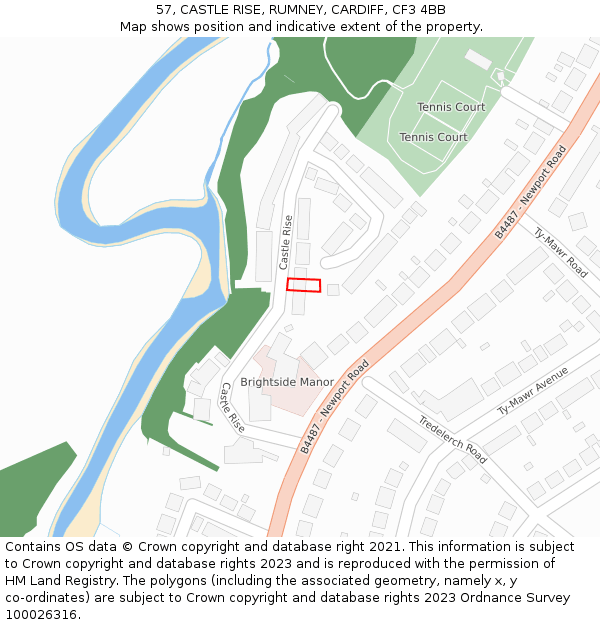 57, CASTLE RISE, RUMNEY, CARDIFF, CF3 4BB: Location map and indicative extent of plot