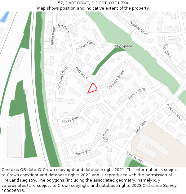 57, DART DRIVE, DIDCOT, OX11 7XX: Location map and indicative extent of plot