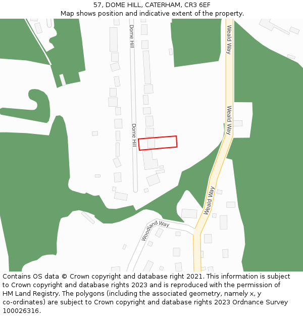 57, DOME HILL, CATERHAM, CR3 6EF: Location map and indicative extent of plot