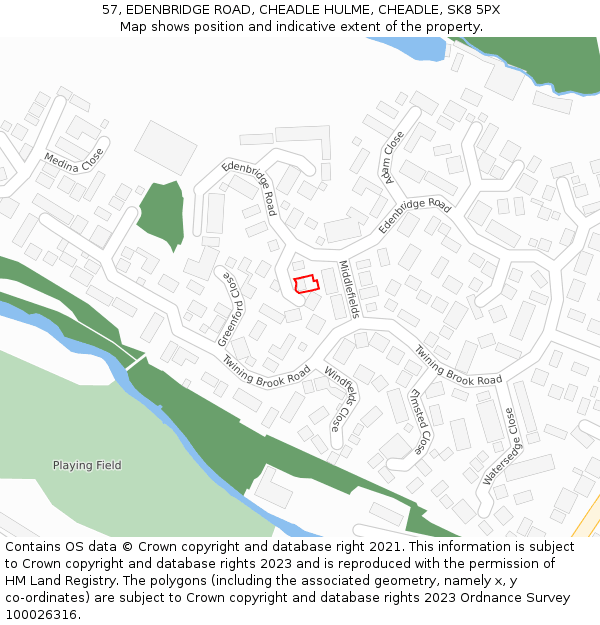 57, EDENBRIDGE ROAD, CHEADLE HULME, CHEADLE, SK8 5PX: Location map and indicative extent of plot