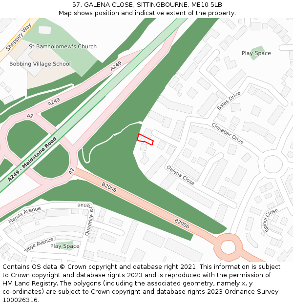 57, GALENA CLOSE, SITTINGBOURNE, ME10 5LB: Location map and indicative extent of plot