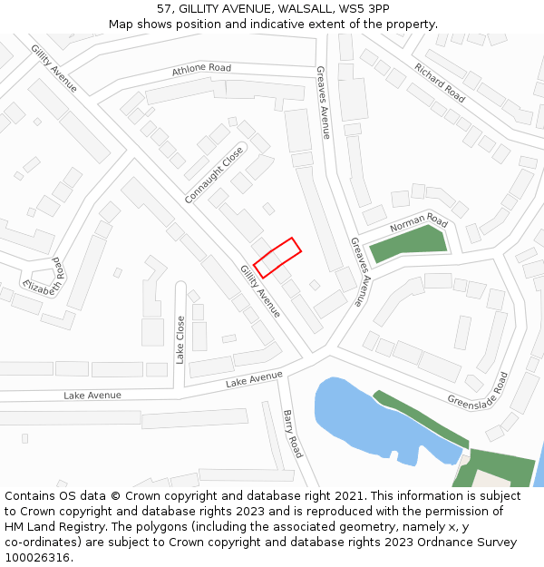 57, GILLITY AVENUE, WALSALL, WS5 3PP: Location map and indicative extent of plot