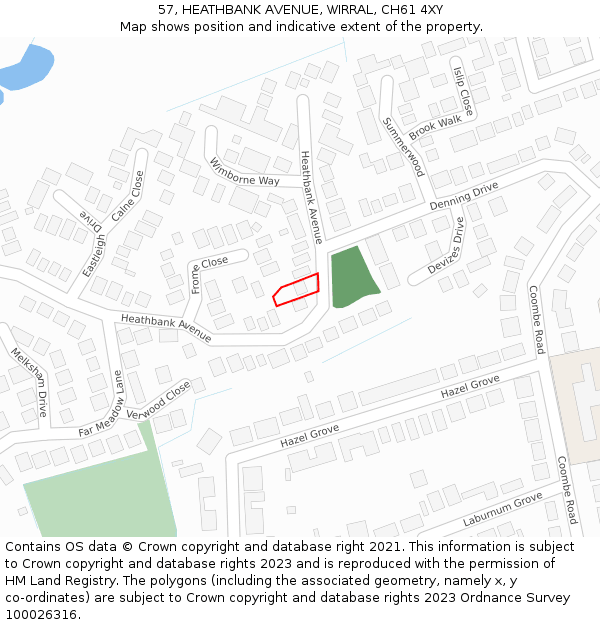 57, HEATHBANK AVENUE, WIRRAL, CH61 4XY: Location map and indicative extent of plot