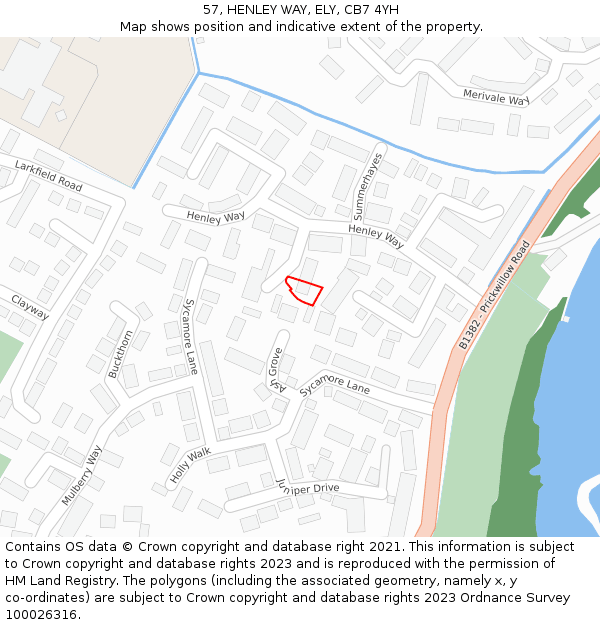 57, HENLEY WAY, ELY, CB7 4YH: Location map and indicative extent of plot