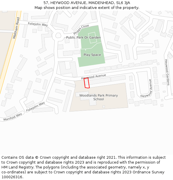 57, HEYWOOD AVENUE, MAIDENHEAD, SL6 3JA: Location map and indicative extent of plot