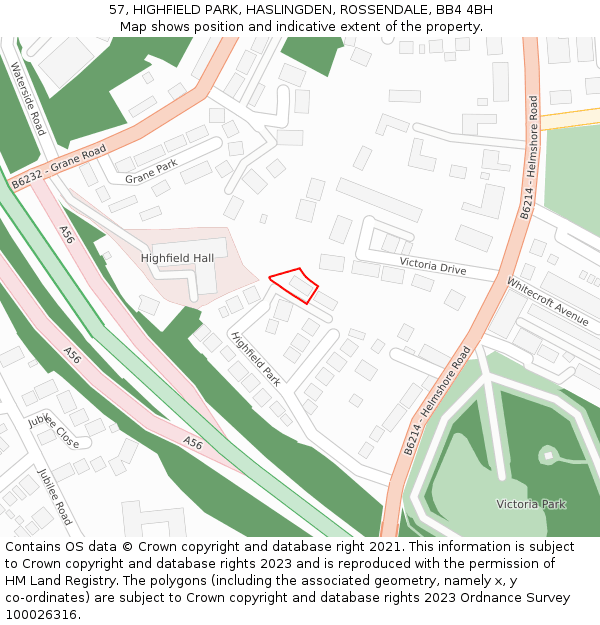 57, HIGHFIELD PARK, HASLINGDEN, ROSSENDALE, BB4 4BH: Location map and indicative extent of plot