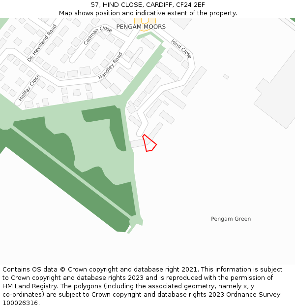 57, HIND CLOSE, CARDIFF, CF24 2EF: Location map and indicative extent of plot