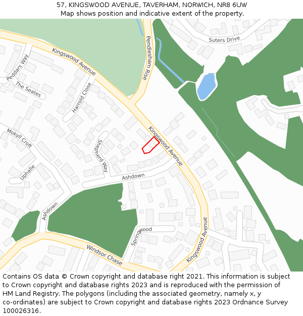 57, KINGSWOOD AVENUE, TAVERHAM, NORWICH, NR8 6UW: Location map and indicative extent of plot