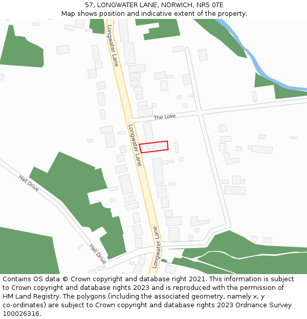 57, LONGWATER LANE, NORWICH, NR5 0TE: Location map and indicative extent of plot