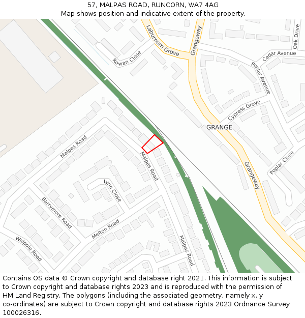 57, MALPAS ROAD, RUNCORN, WA7 4AG: Location map and indicative extent of plot