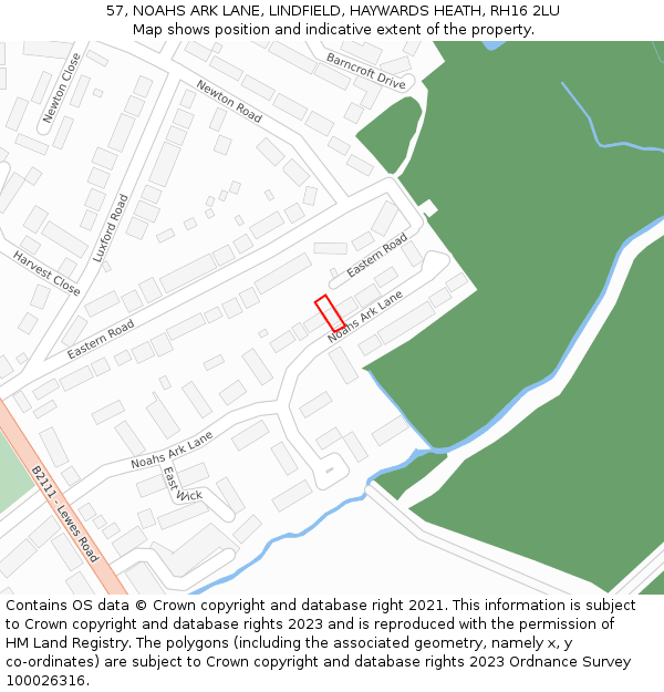 57, NOAHS ARK LANE, LINDFIELD, HAYWARDS HEATH, RH16 2LU: Location map and indicative extent of plot