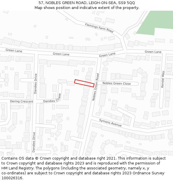 57, NOBLES GREEN ROAD, LEIGH-ON-SEA, SS9 5QQ: Location map and indicative extent of plot