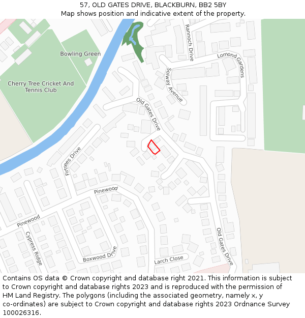 57, OLD GATES DRIVE, BLACKBURN, BB2 5BY: Location map and indicative extent of plot