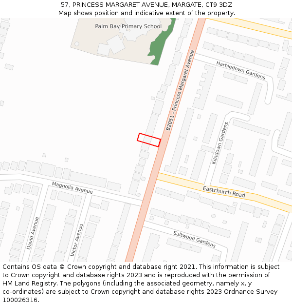 57, PRINCESS MARGARET AVENUE, MARGATE, CT9 3DZ: Location map and indicative extent of plot