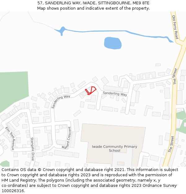 57, SANDERLING WAY, IWADE, SITTINGBOURNE, ME9 8TE: Location map and indicative extent of plot