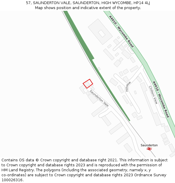 57, SAUNDERTON VALE, SAUNDERTON, HIGH WYCOMBE, HP14 4LJ: Location map and indicative extent of plot