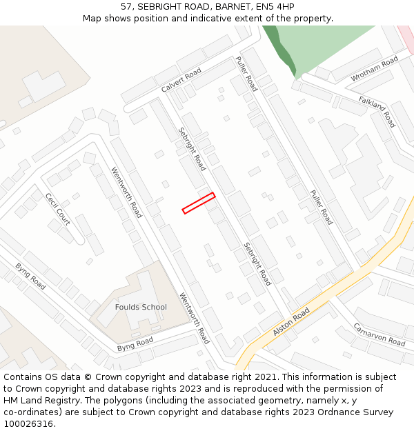 57, SEBRIGHT ROAD, BARNET, EN5 4HP: Location map and indicative extent of plot