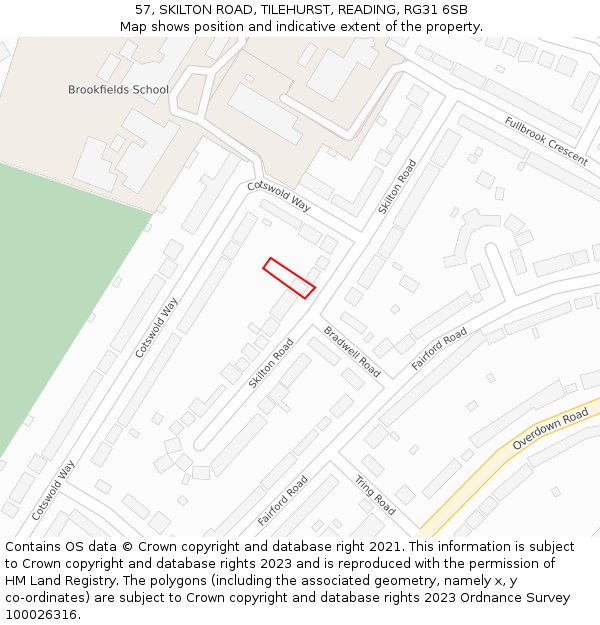 57, SKILTON ROAD, TILEHURST, READING, RG31 6SB: Location map and indicative extent of plot