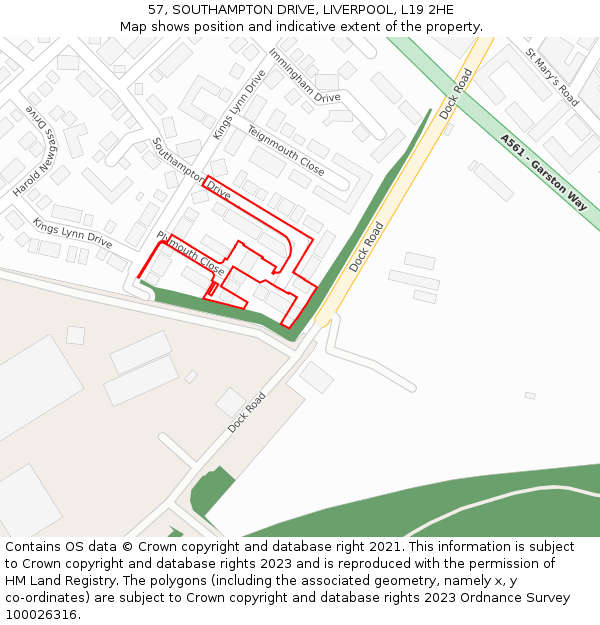 57, SOUTHAMPTON DRIVE, LIVERPOOL, L19 2HE: Location map and indicative extent of plot