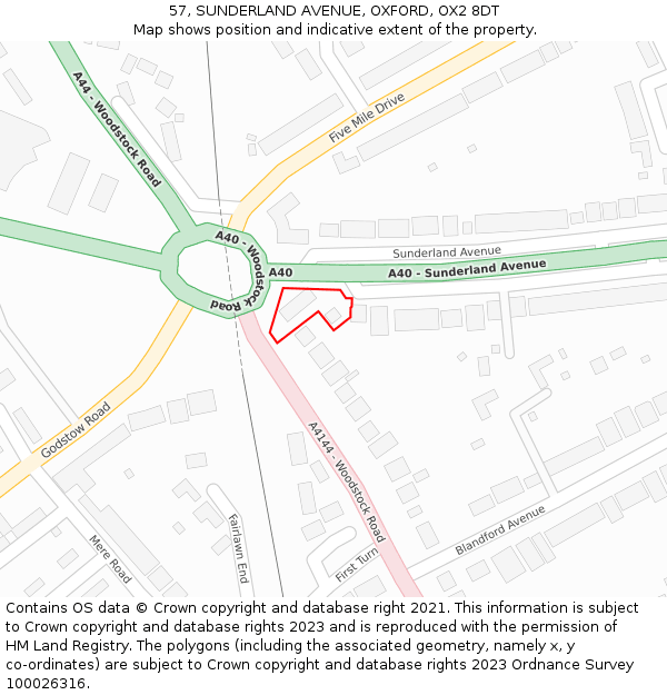 57, SUNDERLAND AVENUE, OXFORD, OX2 8DT: Location map and indicative extent of plot