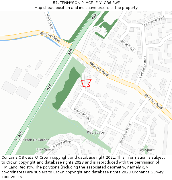 57, TENNYSON PLACE, ELY, CB6 3WF: Location map and indicative extent of plot