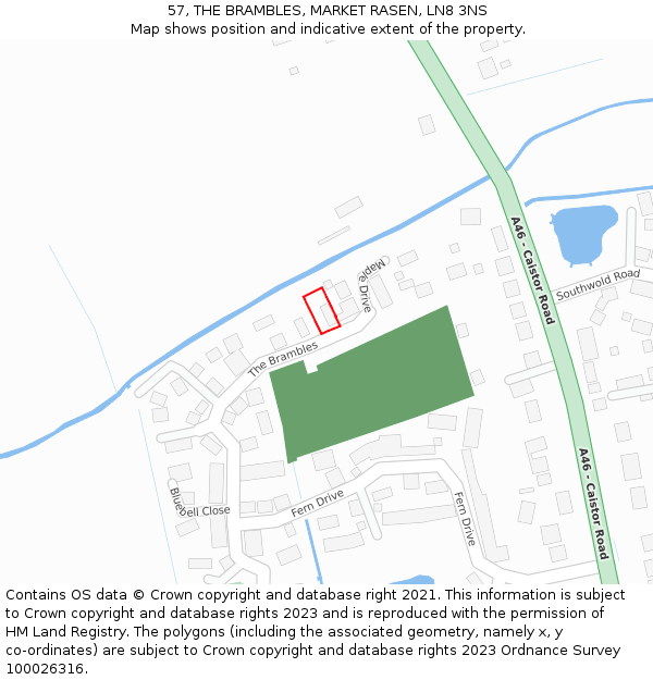 57, THE BRAMBLES, MARKET RASEN, LN8 3NS: Location map and indicative extent of plot