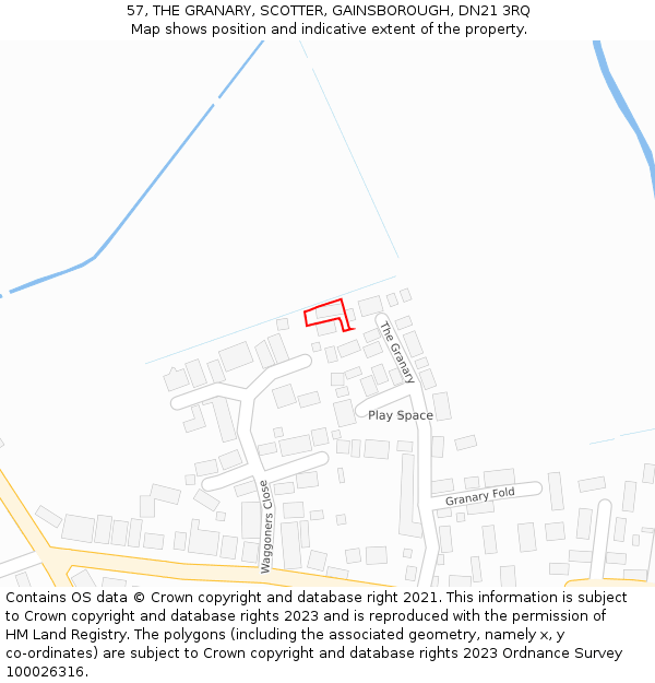 57, THE GRANARY, SCOTTER, GAINSBOROUGH, DN21 3RQ: Location map and indicative extent of plot