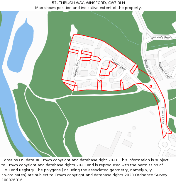 57, THRUSH WAY, WINSFORD, CW7 3LN: Location map and indicative extent of plot