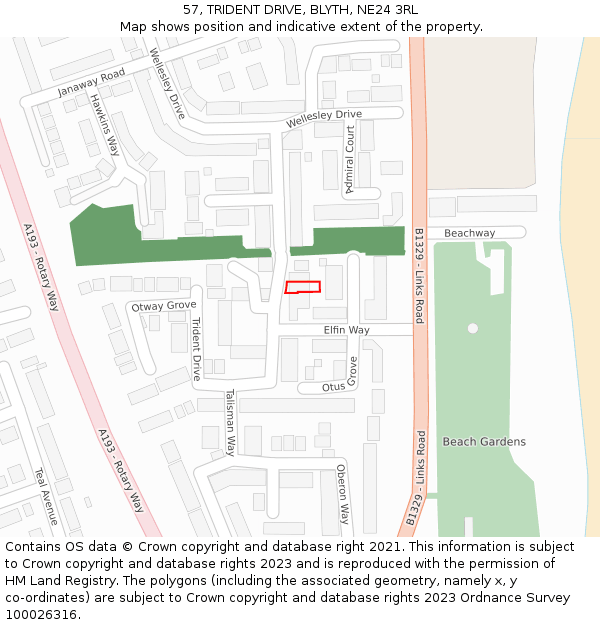 57, TRIDENT DRIVE, BLYTH, NE24 3RL: Location map and indicative extent of plot