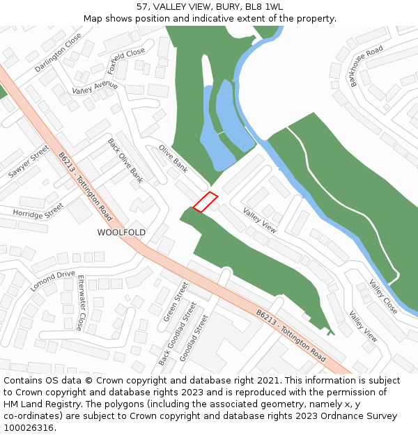 57, VALLEY VIEW, BURY, BL8 1WL: Location map and indicative extent of plot