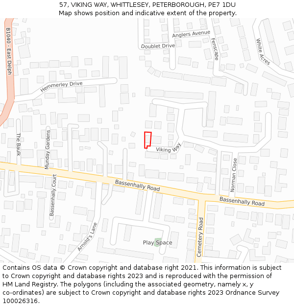 57, VIKING WAY, WHITTLESEY, PETERBOROUGH, PE7 1DU: Location map and indicative extent of plot