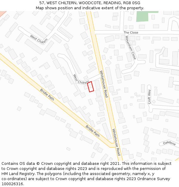 57, WEST CHILTERN, WOODCOTE, READING, RG8 0SG: Location map and indicative extent of plot