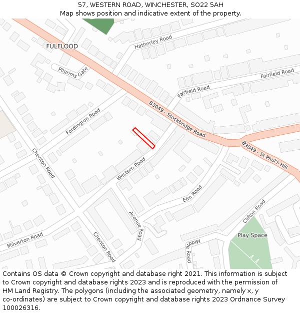 57, WESTERN ROAD, WINCHESTER, SO22 5AH: Location map and indicative extent of plot