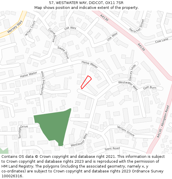 57, WESTWATER WAY, DIDCOT, OX11 7SR: Location map and indicative extent of plot