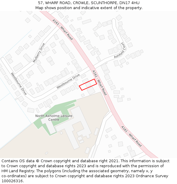 57, WHARF ROAD, CROWLE, SCUNTHORPE, DN17 4HU: Location map and indicative extent of plot