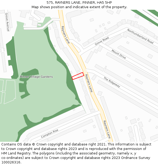 575, RAYNERS LANE, PINNER, HA5 5HP: Location map and indicative extent of plot