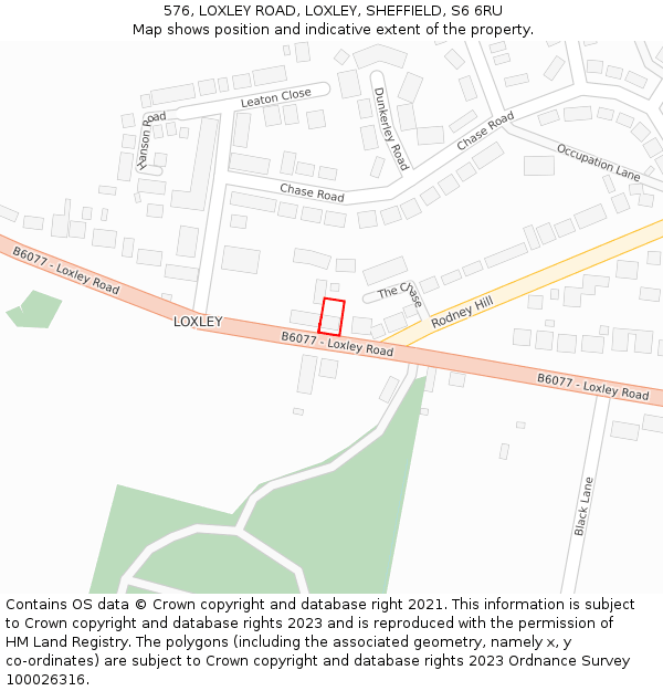 576, LOXLEY ROAD, LOXLEY, SHEFFIELD, S6 6RU: Location map and indicative extent of plot