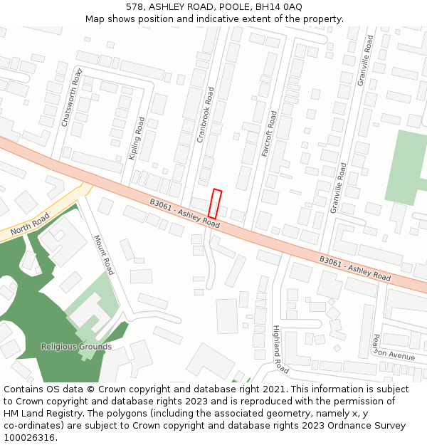 578, ASHLEY ROAD, POOLE, BH14 0AQ: Location map and indicative extent of plot