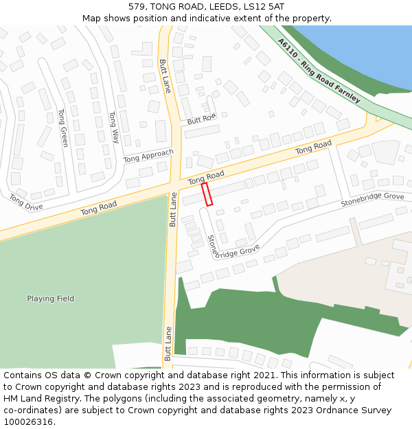 579, TONG ROAD, LEEDS, LS12 5AT: Location map and indicative extent of plot