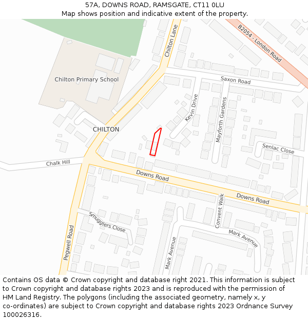 57A, DOWNS ROAD, RAMSGATE, CT11 0LU: Location map and indicative extent of plot