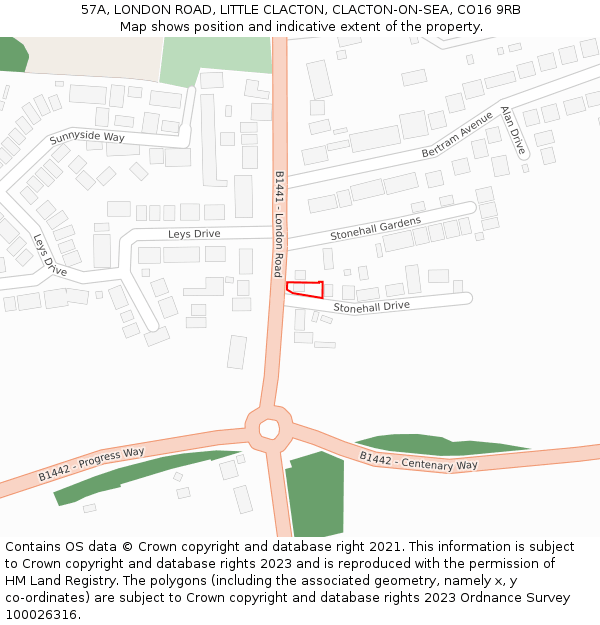 57A, LONDON ROAD, LITTLE CLACTON, CLACTON-ON-SEA, CO16 9RB: Location map and indicative extent of plot