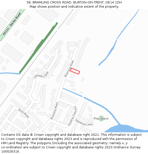 58, BRAMLING CROSS ROAD, BURTON-ON-TRENT, DE14 1DH: Location map and indicative extent of plot