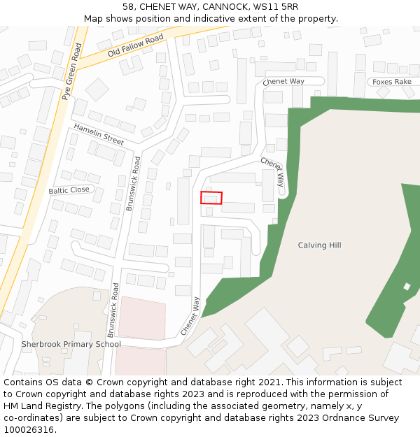 58, CHENET WAY, CANNOCK, WS11 5RR: Location map and indicative extent of plot