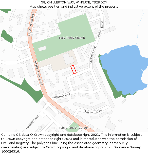 58, CHILLERTON WAY, WINGATE, TS28 5DY: Location map and indicative extent of plot