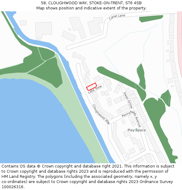 58, CLOUGHWOOD WAY, STOKE-ON-TRENT, ST6 4SB: Location map and indicative extent of plot