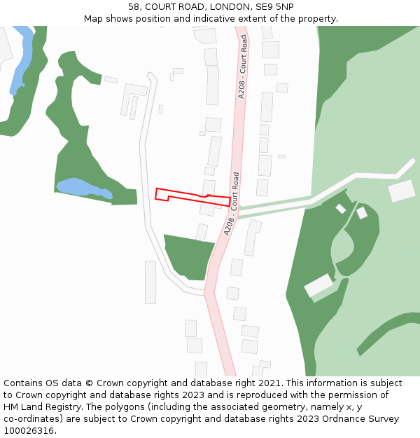 58, COURT ROAD, LONDON, SE9 5NP: Location map and indicative extent of plot