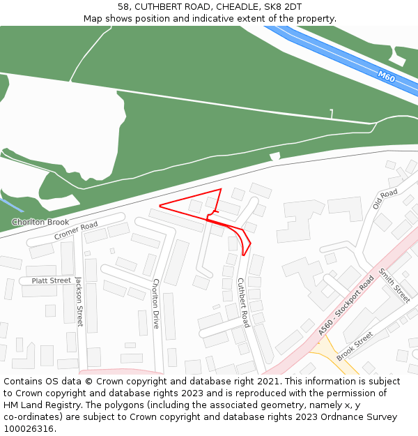 58, CUTHBERT ROAD, CHEADLE, SK8 2DT: Location map and indicative extent of plot